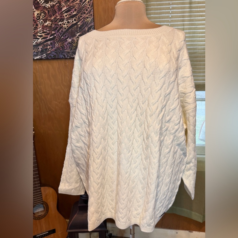 Peace Love World Cable Knit Sweater - Vanilla (Size 3X)